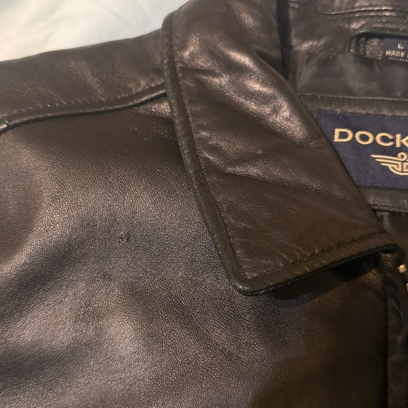 Dockers Men's Leather Bomber Jacket Large - Picture 11 of 12